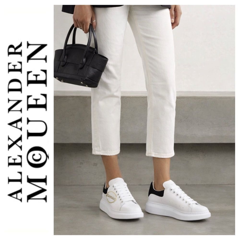 Alexander McQueen White Leather Black Suede Trim Chunky Sneakers